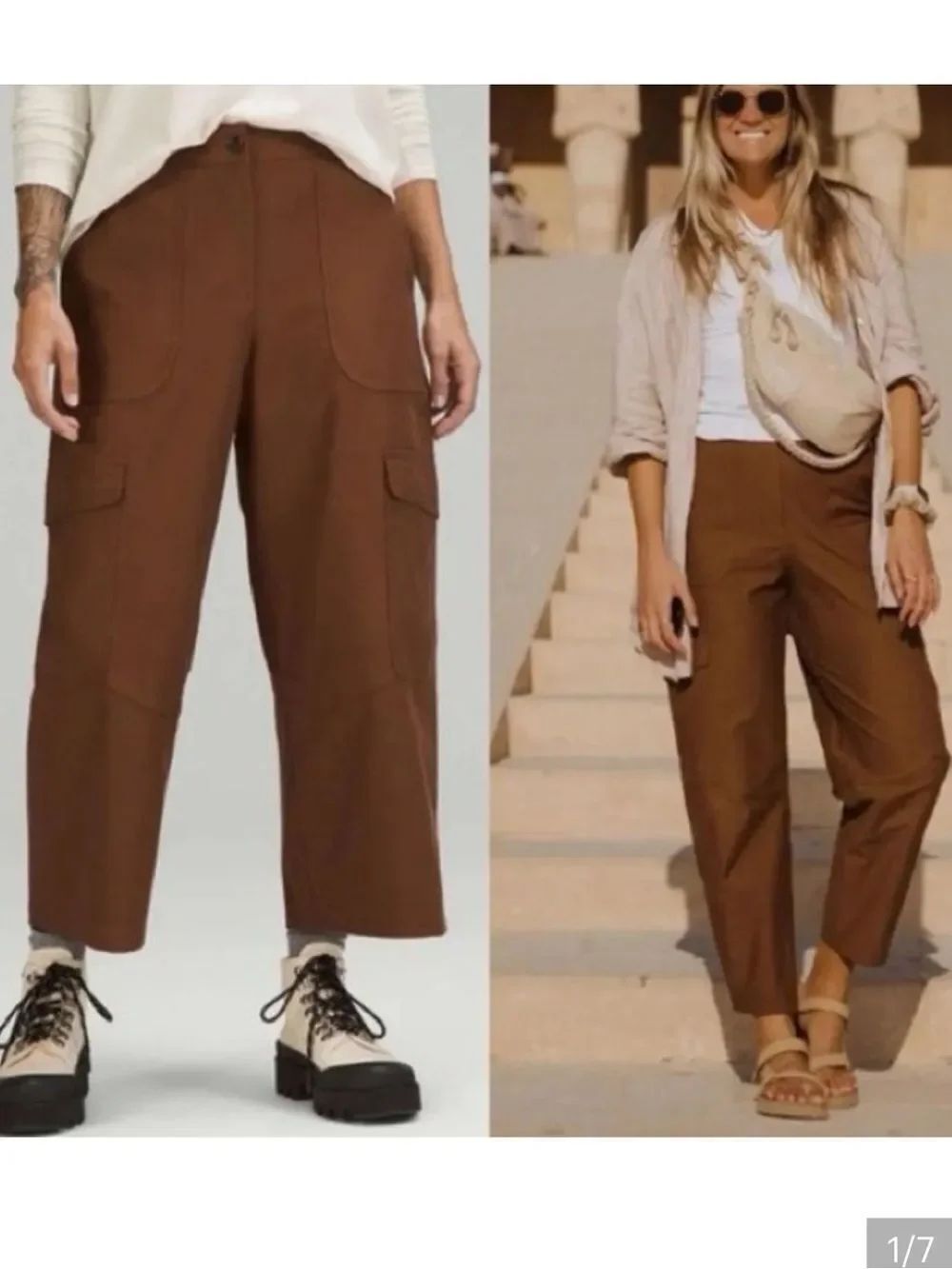 Lululemon Utilitech Cargo Pocket High Rise Crop Pant Roasted Brown Womens 30
